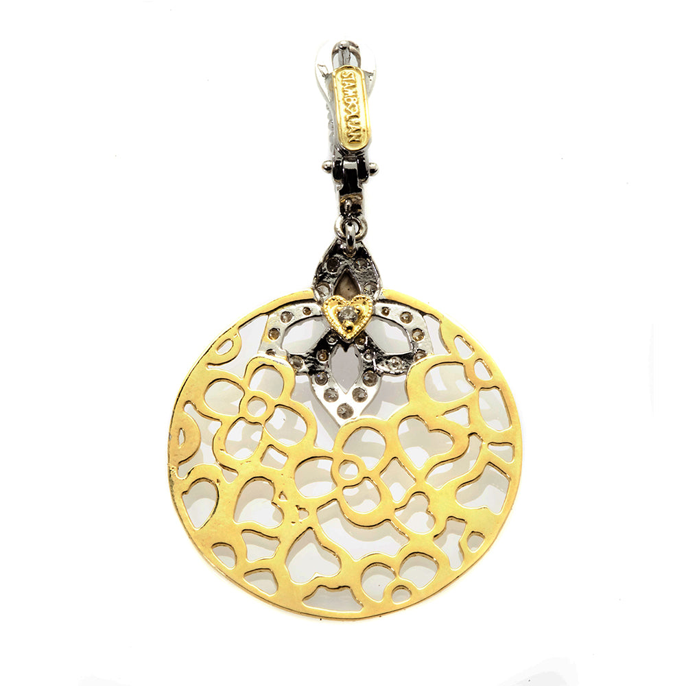 HUGS AND KISSES 18K TWO TONE GOLD DIAMOND CIRCLE DISK EARRINGS - Stambolian | House of Jewels