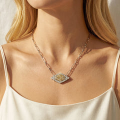 18K Gold Fancy Yellow Diamond Marquise Pendant Necklace