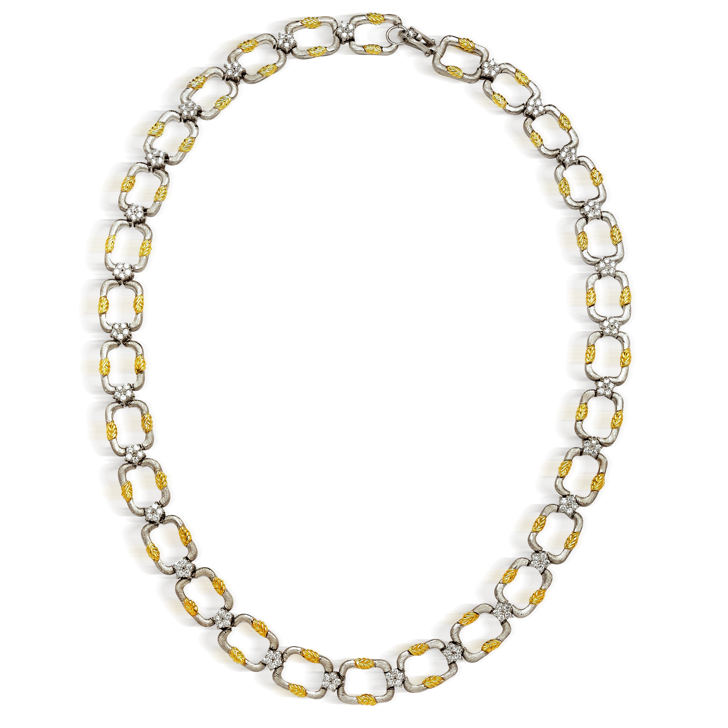 ENCHANTED GARDEN 18K TWO-TONE GOLD DIAMOND LINK NECKLACE - Stambolian | House of Jewels