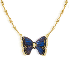 CANDY BUTTERFLY LABRADORITE DIAMONDS PENDANT NECKLACE