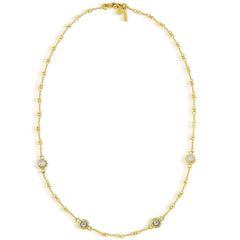 Stambolian 18K Gold Double-Sided Diamond Bezel Station Necklace Full View