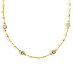 18K GOLD FOUR DOUBLE-SIDED DIAMOND BEZEL CHAIN NECKLACE