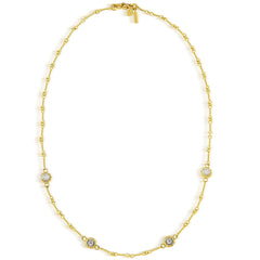 18K GOLD FOUR DOUBLE-SIDED DIAMOND BEZEL CHAIN NECKLACE