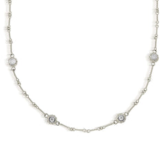 Stambolian 18K White Gold Double-Sided Diamond Bezel Station Necklace