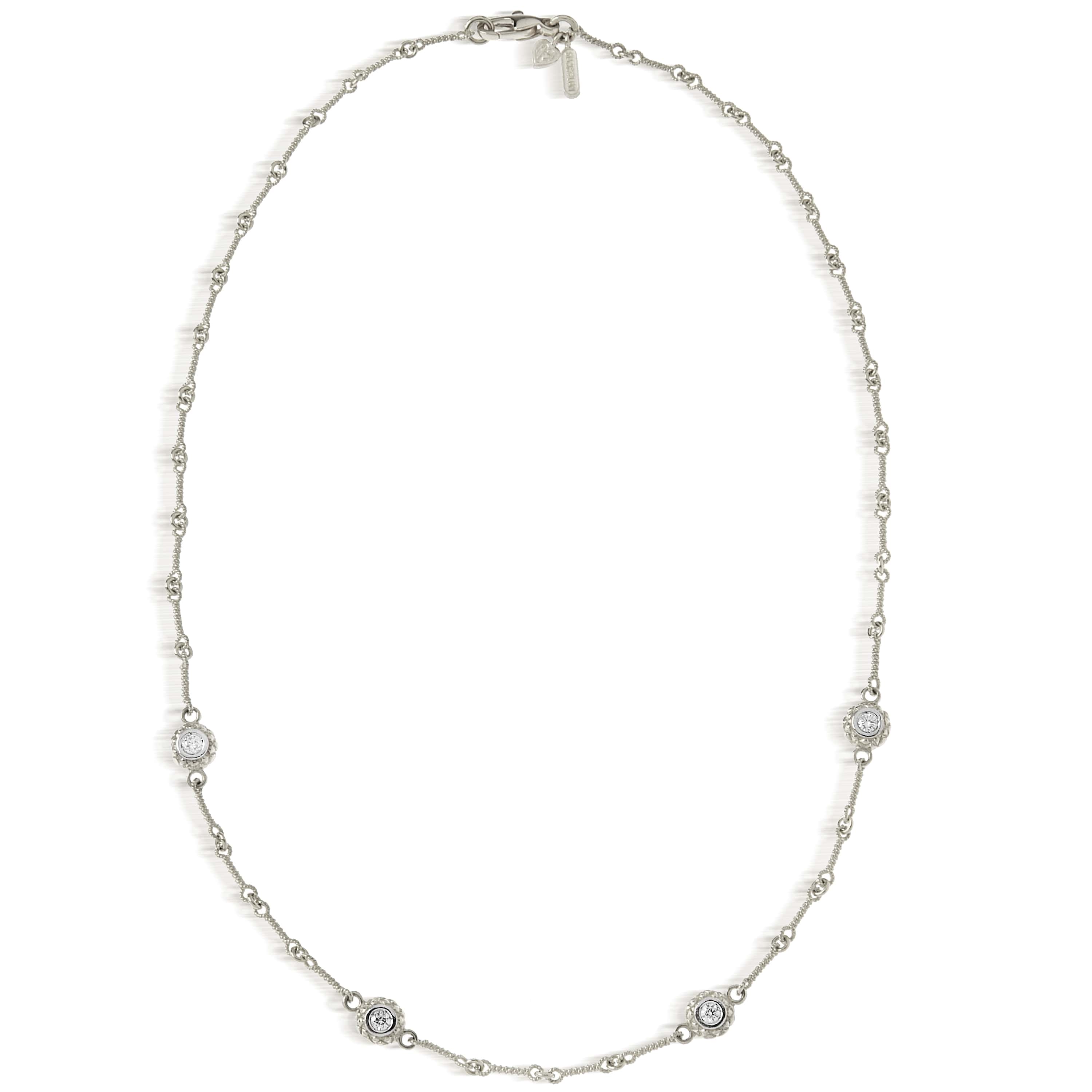 Stambolian 18K White Gold Double-Sided Diamond Bezel Station Necklace