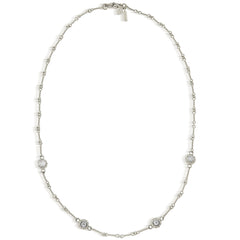 18K WHITE GOLD FOUR DOUBLE-SIDED DIAMOND BEZEL CHAIN NECKLACE