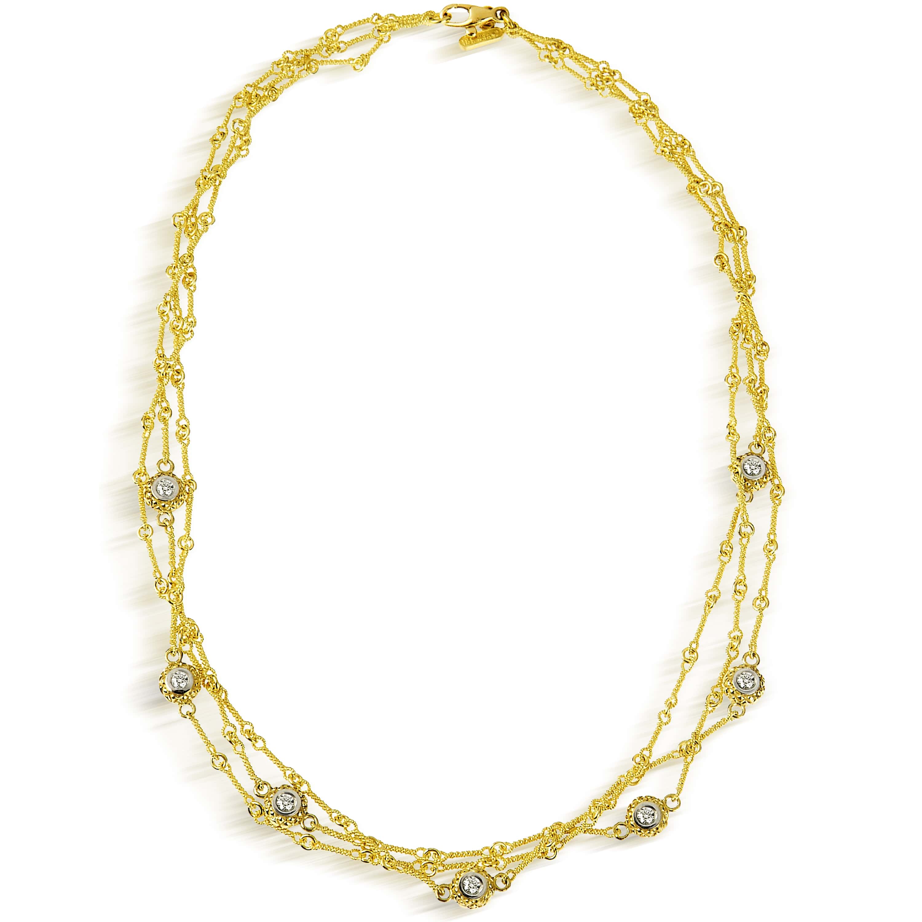 Stambolian 18K Gold Triple-Link Seven Diamond Bezel Chain Necklace