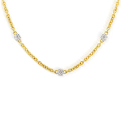 Stambolian 18K Two-Tone Gold Nine Diamond Cluster Long Necklace Draped in U-Shape