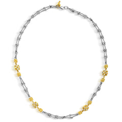 18K TWO-TONE GOLD DOUBLE SIDED DIAMOND CLUSTERS CHAIN NECKLACE