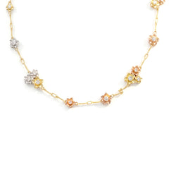 Mayflower Tri Color Gold Diamond Floral Chain Necklace
