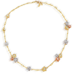 MAYFLOWER 18K TRI-COLOR GOLD AND DIAMOND DOUBLE-SIDED CHAIN NECKLACE - Stambolian | House of Jewels