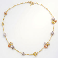 Mayflower Tri Color Gold Diamond Floral Chain Necklace