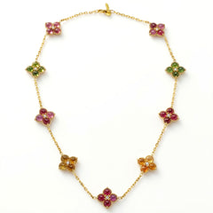 Happiness Multi Color Tourmaline Nine Flower Necklace
