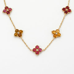 Happiness Multi Color Tourmaline Nine Flower Necklace