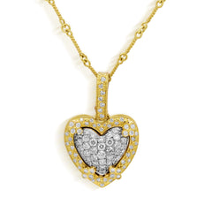 18K TWO-TONE GOLD DIAMONDS LARGE HEART ENHANCER PENDANT