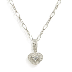 18K WHITE GOLD DIAMONDS HEART CHARM PENDANT