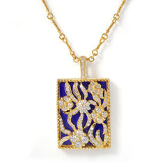 Colors of Life Cobalt Enamel Floral Pendant