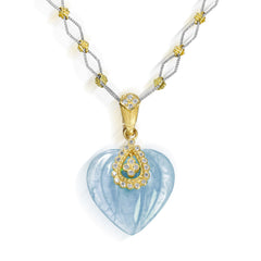 CANDY HEART AQUAMARINE 18K GOLD DIAMOND ENHANCER PENDANT