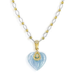 CANDY HEART AQUAMARINE 18K GOLD DIAMOND ENHANCER PENDANT