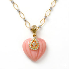 Candy Heart 18K Gold Pink Opal Diamond Enhancer Pendant