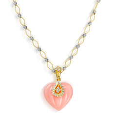 CANDY HEART PINK OPAL 18K GOLD DIAMOND ENHANCER PENDANT