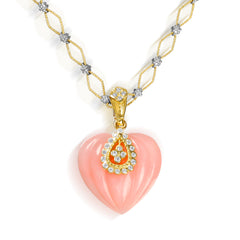 CANDY HEART PINK OPAL 18K GOLD DIAMOND ENHANCER PENDANT