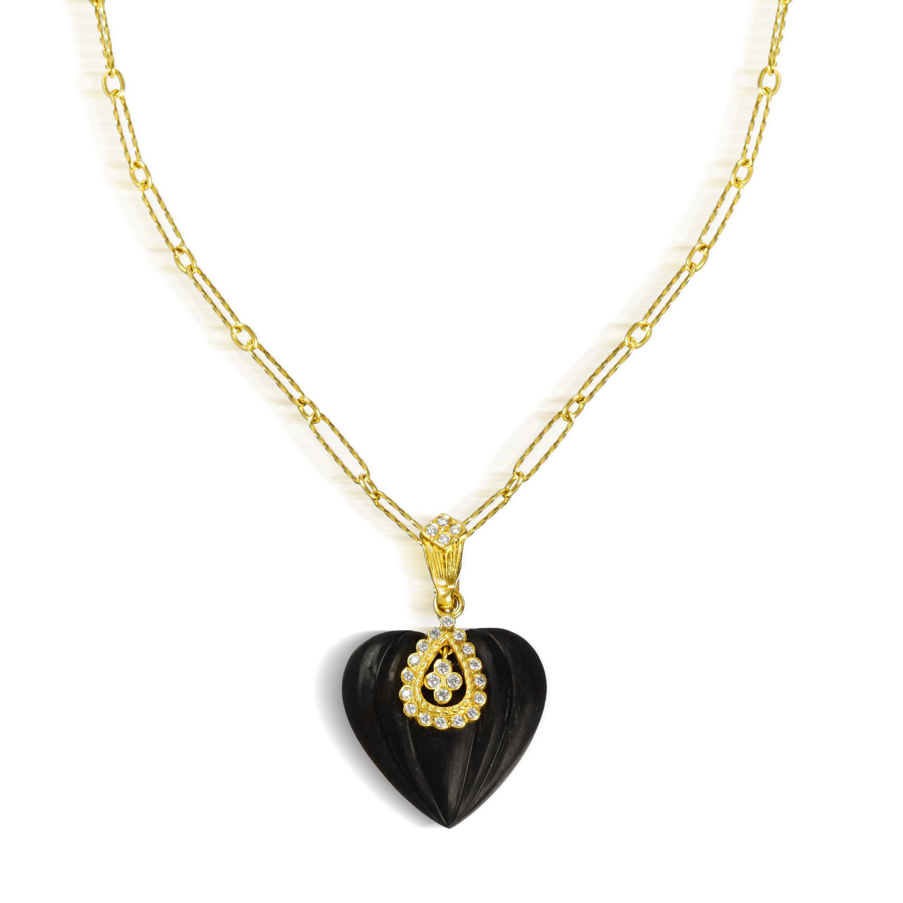 CANDY HEART ONYX 18K GOLD DIAMOND ENHANCER PENDANT - Stambolian | House of Jewels