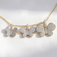 18K Two Tone Gold Diamond Butterfly Small Charm