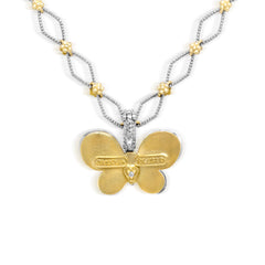 BUTTERFLY 18K TWO-TONE GOLD DIAMONDS LARGE ENHANCER PENDANT
