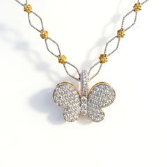 18K Two Tone Gold Diamond Butterfly Enhancer Pendant