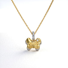 18K Two Tone Gold Diamond Butterfly Small Charm
