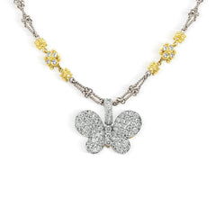 BUTTERFLY 18K TWO-TONE GOLD DIAMONDS MEDIUM ENHANCER PENDANT