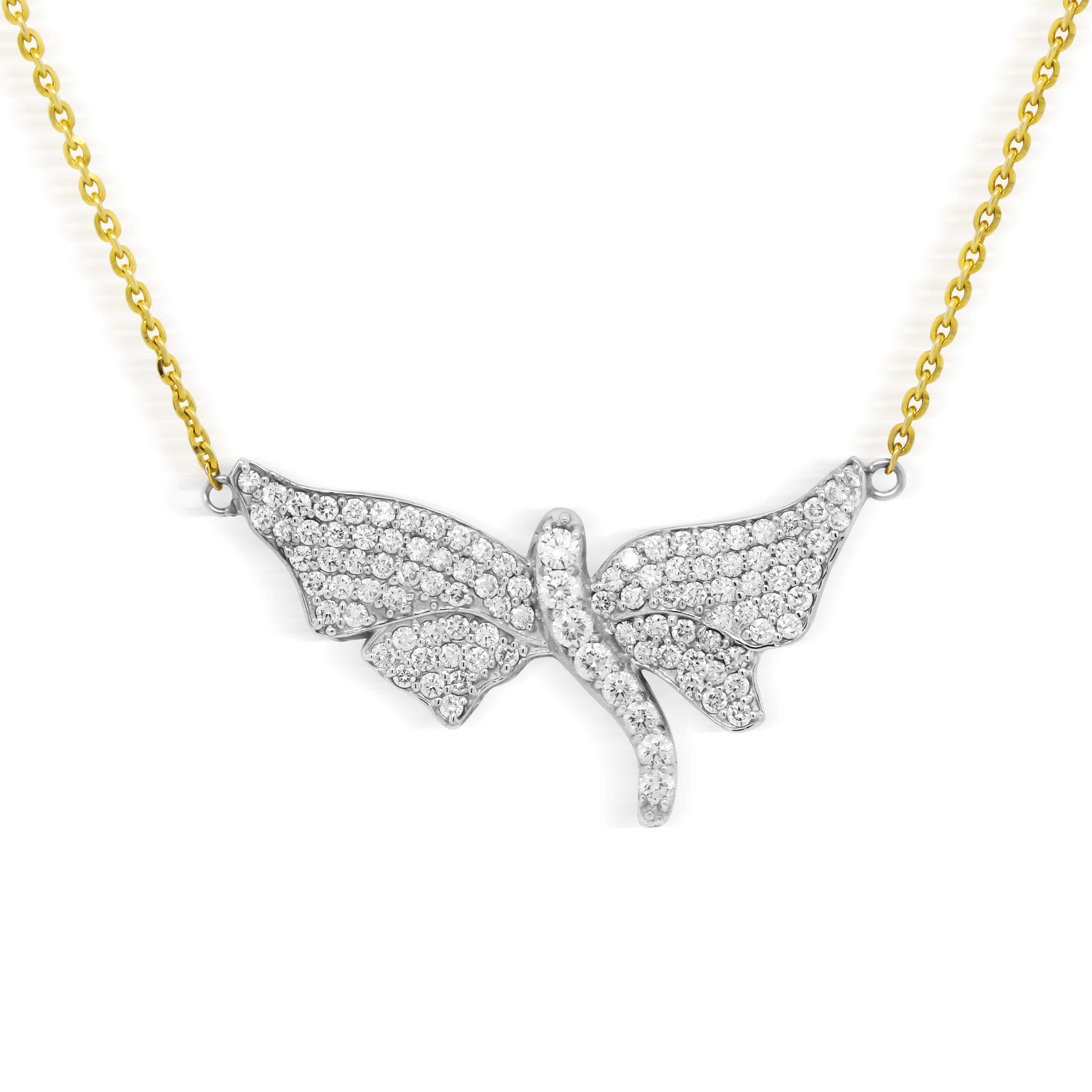 Stambolian Dragonfly 18K Two-Tone Gold Diamond Pendant Necklace Front View