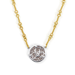 18K GOLD DIAMOND DONUT PENDANT NECKLACE