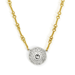 18K GOLD DIAMOND DONUT PENDANT NECKLACE