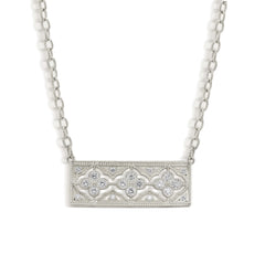 PASSION 18K WHITE GOLD AND DIAMONDS BAR PENDANT NECKLACE