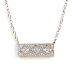 Passion White Gold Diamond Bar Pendant Necklace
