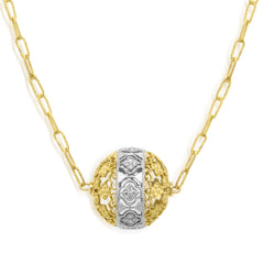 PASSION 18K GOLD DIAMOND BALL PENDANT NECKLACE