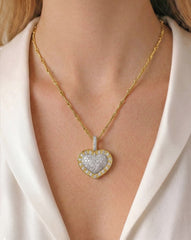 Stambolian 18K Gold Pavé Diamond Heart Enhancer Pendant Front View