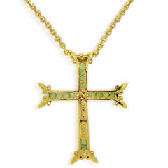 TSAVORITES DIAMONDS 18K GOLD LARGE CROSS PENDANT - Stambolian | House of Jewels