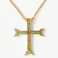 Armenian Cross Tsavorite Diamond Large Pendant