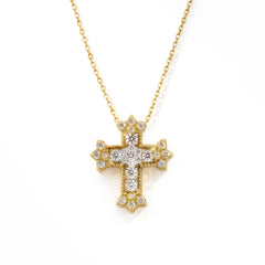 18K Gold Diamond Small Armenian Cross Pendant