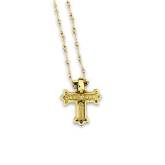 PINK SAPPHIRES DIAMONDS 18K GOLD SMALL CROSS PENDANT