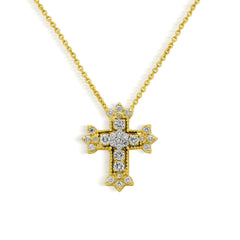 Stambolian 18K Gold Diamond Small Armenian Cross Pendant Front View