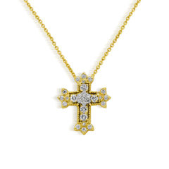 18K GOLD DIAMONDS SMALL CROSS PENDANT