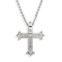 BLUE SAPPHIRE DIAMONDS 18K GOLD MEDIUM CROSS PENDANT - Stambolian | House of Jewels