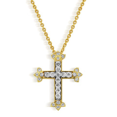 Stambolian 18K Gold Diamond Medium Armenian Cross Pendant Front View