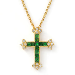 Armenian Cross Tsavorite Diamond Pendant