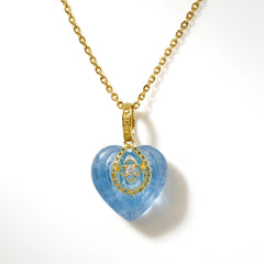 Candy Heart 18K Gold Aquamarine Diamond Small Pendant