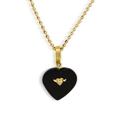 CANDY HEART SMALL ONYX 18K GOLD DIAMOND ENHANCER PENDANT
